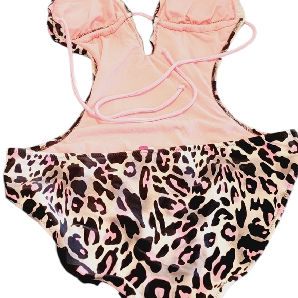 Op Ocean Pacific One-Piece Swimsuit – Pink & Black Animal Print – Size L (11-13) - Picture 3 of 5